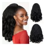 Humistwbiu Drawstring Ponytail Extension for Black Women, 16-Inch, 1B