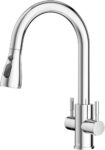 Hurran Kitchen Sink Mixer Tap, Dual Lever with Pull Out Sprayer
