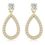 Hypoallergenic Gold Dangle Earrings with CZ Teardrops