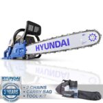 Hyundai Petrol Chainsaw 20 50 cm Cut Bar Heavy Duty 62cc 2-Stroke Easy-start – With code hyundaipowerproductsdirect (UK Mainland)