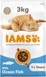 IAMS Adult Complete Dry Cat Food Ocean Fish 3kg – Supports Strong Immune System