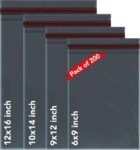 ISOUL 200 Mixed Size Grey Mailing Bags, Self Seal 4 Size Strong Waterproof Poly Plastic Envelopes