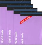 ISOUL 200 Mixed Size Purple Mailing Bags, Self Seal 4 Size Strong Waterproof Poly Plastic Envelopes for Parcels, Packaging, Small, Medium, Large Mail, Shipping Delivery Bags