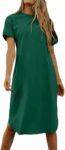 Imily Bela Womens T-Shirt Dress Summer Short Sleeve Shirt Dresses Round Neck Casual Cotton Mini Sundress with Pockets