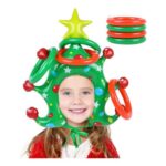 Inflatable Christmas Tree Ring Toss Game and Party Hat Set