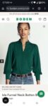 Isla Funnel Neck Button Blouse Emerald Night – 15% off w/code