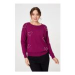 Izabel London Heart Embellished Boat Neck Jumper