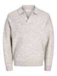 JACK & JONES Plain Knitted Polo Relaxed Fit, Plain, Long Sleeves, Casual, Maximum temperature 30C gentle process size XL