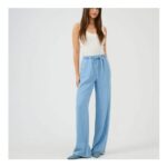 JDY Blue Relaxed Tie Waist Wide Leg Jeans