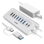 JESWO 65W USB 3.2 Hub, 9 Ports, USB-C/A, 10Gbps