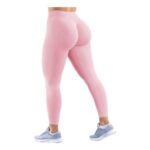JN JANPRINT Womens Seamless Workout Leggings Scrunch Butt Pink