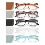 JOLISU 5-Pack Reading Glasses Spring Hinges Lightweight Blue Light 1.75