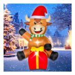 JOYEASE 5 Ft Highland Cow Christmas Inflatable with LEDs