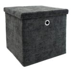 JVL Metro Foldable Cube Organizer Box with Lid, Black