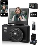 JYUHA 5K 75MP Digital Camera, Autofocus Vlogging Camera with Flip Screen – Voucher Price – Sold by ABOUELELA LIMITED / FBA