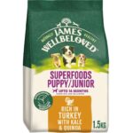 James Wellbeloved Dog Superfoods Hypoallergenic Dry Food Puppy or Junior Turkey Kale and Quinoa 1.5 kg