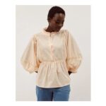 Jemima Embroidered Gingham Blouse Orange