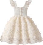 JiAmy Girls 3D Rose Tulle Dress Ruffle Party 2-8 Years