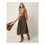 Jillian Kilt Midi Skirt Green