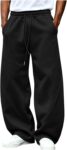 Joggers for Men UK Wide Leg Tracksuit Bottoms Fleece Drawstring Elastic Waist Sweatpants Casual Comfy Baggy Jogging Bottoms Workout Gym Track Pants Winter Outerwear