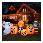 Joiedomi 8 Ft Inflatable: Three Characters & Pumpkin Patch LEDs