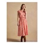 Joules Pure Cotton Floral Midi Waisted Dress