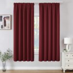 Joydeco Pencil Pleat Blackout Curtains W46 x L72 Inch 2 Panels for Ceiling Track Rail, Pair of Bedroom Window Curtains 183cm Length with Rod Pocket for Room Darkening – Burdundy Red