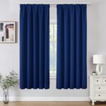 Joydeco Pencil Pleat Blackout Curtains W46 x L72 Inch 2 Panels for Ceiling Track Rail, Pair of Bedroom Window Curtains 183cm Length with Rod Pocket for Room Darkening, Royal Blue (No Hooks)