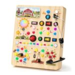 Joyreal Busy Board: Montessori Wooden with 39 LED Lights