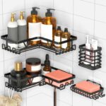 KEGII Shower Caddy Corner – 4-Piece Shower Shelf with Soap Dish & Toothbrush Holder Sold by KEGIITECH / FBA