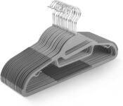 KEPLIN 20-Pack Non-Slip Hangers Durable, Slimline Design for Space Saving with 360 Swivel, Tie Organiser, Strap Hooks, and S-Shape Opening (Dark Grey)