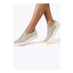 KG Kurt Geiger Metallic Gold Woven Slip-on Trainers
