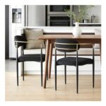 KHISCHMO 2-Piece Velvet Mid-Century Chairs, Curved Backrest, Gold Arms