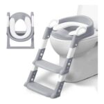 KIDOOLA Adjustable Potty Ladder with Steps, Handle, Cushion, Non-Slip Grey