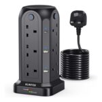 KLINTOS Tower Extension Lead 5M, 12-Way, 6 USB, 4 Switches