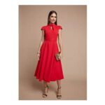 Kaleidoscope Red Belted Midi Dress