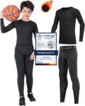Kids Base Layer – Athletic Kids Thermal Long Sleeve Top and Leggings Compression Set for Sport Football Basketball Ski