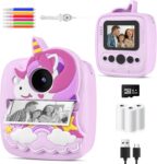 Kids Camera Instant Print,48MP Digital Camera,1080P Video Selfie Toy,Purple