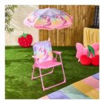 Kids Unicorn Print Chair with Parasol