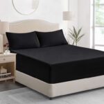 King Size Fitted Sheet Deep – Black Kingsize Bed Sheet Extra Deep Pocket 16 inch (40 cm), 150x200cm – Sold by Tifschlaf / FBA