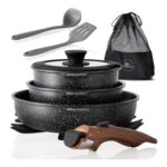 Kitchen Academy 10-Piece Non-Stick Pots & Pans Set, Removable Handle