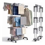Klass Large 4-Tier Clothes Airer, Foldable Drying Rack with Wheels