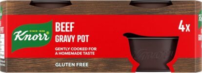 Knorr Beef Gravy Pot Gravy Free from Gluten, Artificial Colours and Preservatives Gently Cooked for a Homemade Taste 4x 28 g