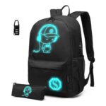 Kono School Bag with Pencil Case, Glow-in-the-Dark Backpack