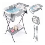 Kynorva Foldable Baby Bath Tub with Stand, 3-in-1