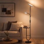 LED Floor Lamp with Side Table & Reading Light, AVEN MF18