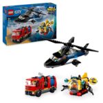 LEGO City 3in1 Helicopter, Fire Truck & Submarine Remix Toy with 3 Minifigures