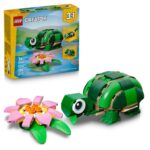LEGO Creator 3in1 Turtle with a Water Lily Flower 31377 Animal Figure Transforms into a Chameleon or Frog, 124 Pieces