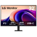 LG Monitor 32U631A – QHD 1440p IPS 32 inch, 100Hz, 5ms, Computer desktop display, Flicker safe & Reader Mode, USB-C, HDMI, Matte Black