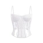LILLUSORY Lace Corset Tops Mesh Bustier Crop White M
